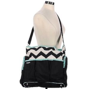 iPack baby black, white, & teal blue chevron babydiaper bag great used condition
